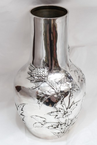 Edmond Tetard - Vase with thistles Sterling silver circa 1900 - 