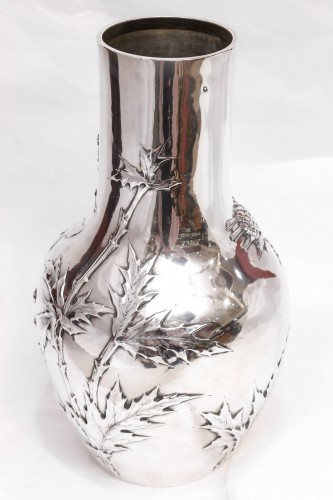 Edmond Tetard - Vase with thistles Sterling silver circa 1900 - Art nouveau