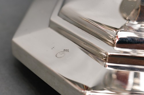 Paire de candélabres bas en argent massif vers 1950 - Années 50-60