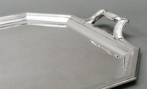 Argenterie et Arts de la table  - Tetard Frères - Plateau en argent massif Art déco vers 1930