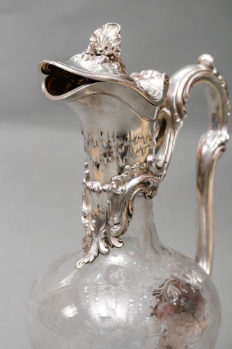 XIXe siècle - Boin Taburet – Aiguière en cristal gravé et argent massif XIXè