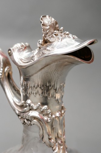Boin Taburet – Aiguière en cristal gravé et argent massif XIXè - Napoléon III