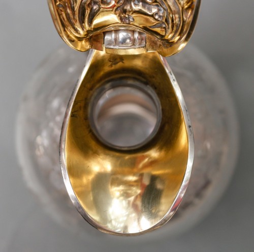 Antiquités - Boin Taburet – Aiguière en cristal gravé et argent massif XIXè