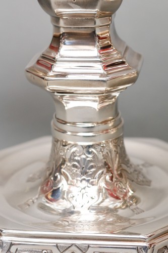 TETARD Frères - Paire de candélabres bas en argent massif circa 1930 - Emmanuel Redon Silver Fine Art