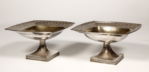 Art nouveau - Gorham – Paire de coupes en argent massif martelé Birmingham