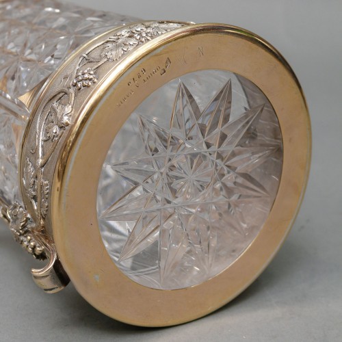 Napoléon III - Odiot - Pichet en cristal taillé monture en vermeil XIXe