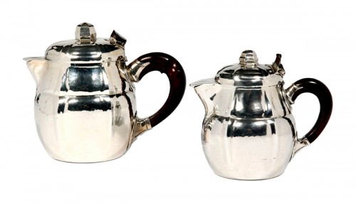 G. LECOMTE - Set of two 20th century silver teapots