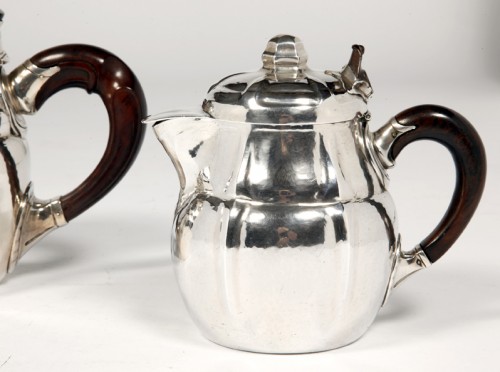 G. LECOMTE - Set of two 20th century silver teapots - silverware & tableware Style Art Déco