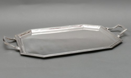 20th century - E. VABRE – Art Deco solid silver tray circa 1930