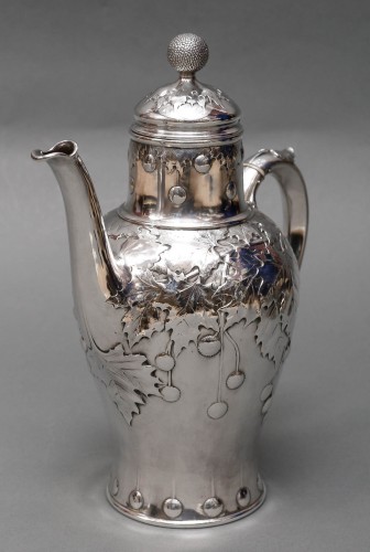 CHRISTOFLE – Verseuse en argent massif époque Art nouveau - Argenterie et Orfèvrerie Style Napoléon III