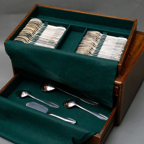 Fjerdingstad – 78 art deco pieces Solid silver cutlery - Antique Silver Style Art Déco