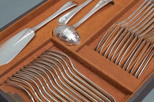 Antique Silver  - Puiforcat - Silver cutlery 159 pieces Model &quot;Mazarin&quot; Circa 1930