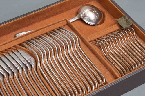 Antiquités - Puiforcat - Silver cutlery 159 pieces Model &quot;Mazarin&quot; Circa 1930
