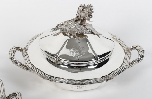  Gustave ODIOT – Pair of 19th century solid silver vegetable bowls - Antique Silver Style Napoléon III