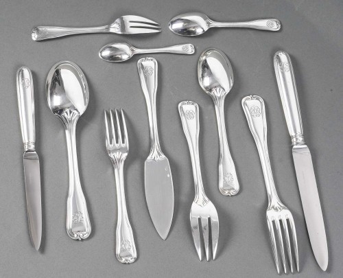 Puiforcat - silver flatware 141 pieces &quot;choiseul&quot; model  - silverware & tableware Style Art Déco