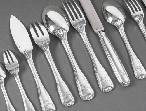 silverware & tableware  - Puiforcat - silver flatware 141 pieces &quot;choiseul&quot; model 