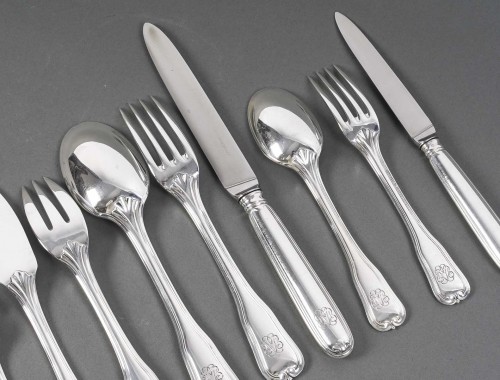 Art Déco - Puiforcat - silver flatware 141 pieces &quot;choiseul&quot; model 