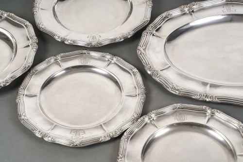 Gustave ODIOT – Set of ten dishes in solid silver 19th century - Antique Silver Style Napoléon III