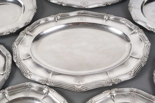 Antiquités - Gustave ODIOT – Set de dix plats en argent massif XIXè siècle