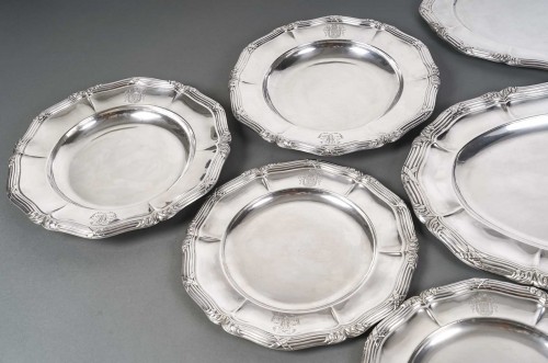 Antiquités - Gustave ODIOT – Set of ten dishes in solid silver 19th century