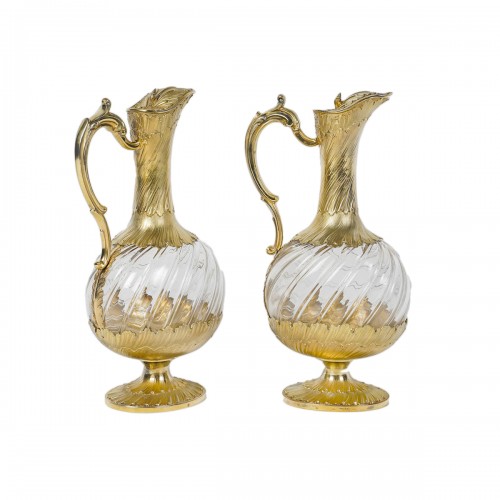 Gustave Odiot – Pair of crystal and vermeil ewers Circa 1870/1880