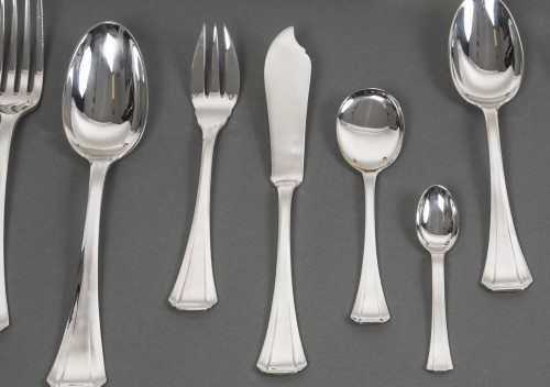 Jean tetard - sterling silver flatware 133 pieces period 1930 - silverware & tableware Style Art Déco