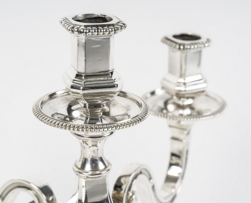 Antiquités - Falkenberg - Pair of solid silver candelabras from the early 20th century