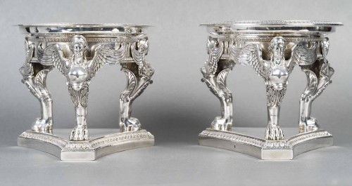 Gustave Odiot – Paire de coupes argent et cristal Baccarat XIXé - Napoléon III