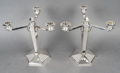 Jean E. Puiforcat – Paire de candélabres en argent massif 1930 - Art Déco