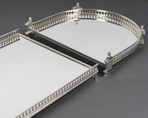 XIXe siècle - Surtout de table en 3 parties à fond de miroirs et galerie fin XIXe