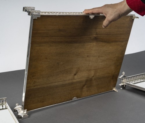 Napoléon III - Surtout de table en 3 parties à fond de miroirs et galerie fin XIXe