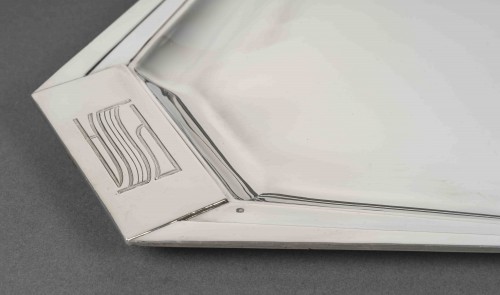 Argenterie et Arts de la table  - Souche Lapparra – Plateau en argent massif époque Art Deco vers 1930