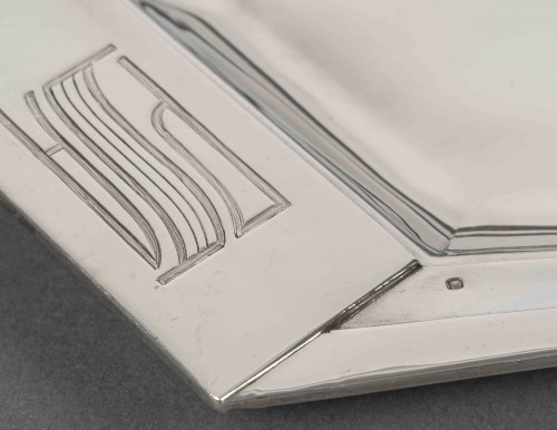 Souche Lapparra – Plateau en argent massif époque Art Deco vers 1930 - Art Déco