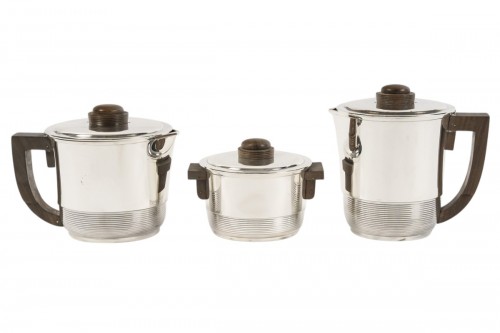 Fouquet Lapar - Service thé café 3 pièces argent massif Art Déco