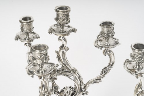 Harleux – Paire de candélabres XIXe en bronze - Luminaires Style Napoléon III