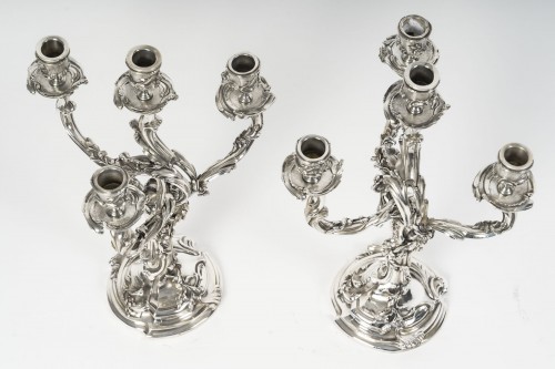 Antiquités - Harleux – Paire de candélabres XIXe en bronze