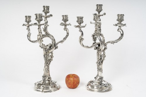 Antiquités - Harleux – Paire de candélabres XIXe en bronze