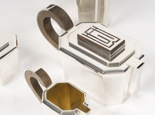 Jean E. Puiforcat  - 4 piece tea coffee set 20th century silver art decoCAT - 4-Piece Tea/Coffee Set, 20th Century Silver – ART DECO - 