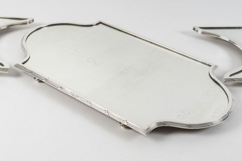 silverware & tableware  - Queillé - 3-part solid silver centerpiece, 19th 