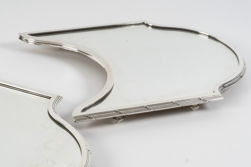 Queillé - 3-part solid silver centerpiece, 19th  - 