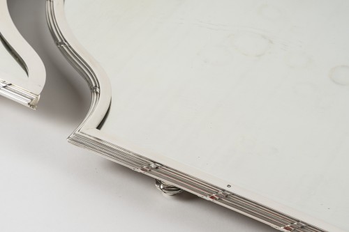 Antiquités - Queillé - 3-part solid silver centerpiece, 19th 