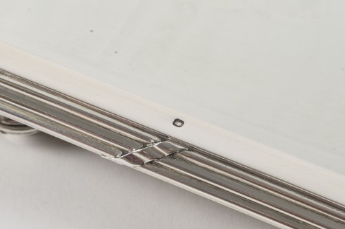 Antiquités - Queillé - 3-part solid silver centerpiece, 19th 