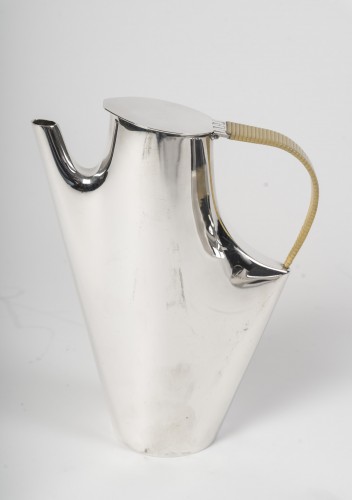 silverware & tableware  - Christofle Sabattini, Solid Silver Tea Coffee Set and Modernist Tray 1957/