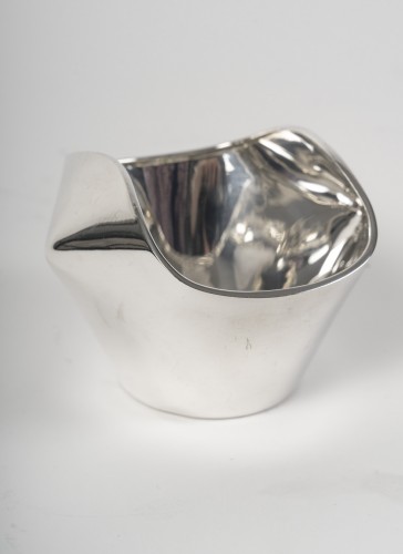 20th century - Christofle Sabattini, Solid Silver Tea Coffee Set and Modernist Tray 1957/