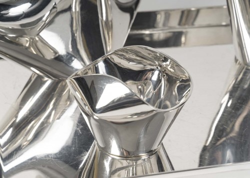 Antiquités - Christofle Sabattini, Solid Silver Tea Coffee Set and Modernist Tray 1957/