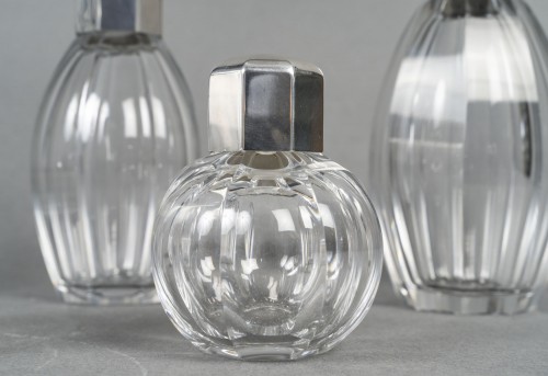 christofle/baccarat – set of 5 art deco bottles circa 1930 - 