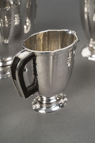 Bloch Eschwege - Designer Muller Art Deco Tea Coffee Set in Hammered Silver - 