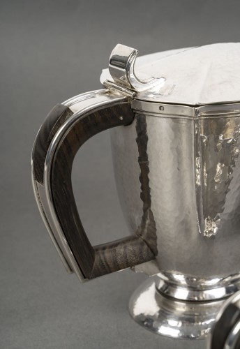 Bloch Eschwege - Designer Muller Art Deco Tea Coffee Set in Hammered Silver - Art Déco