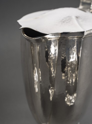 Antiquités - Bloch Eschwege - Designer Muller Art Deco Tea Coffee Set in Hammered Silver