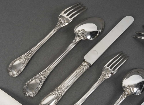 20th century - ODIOT – 99-piece solid silver cutlery set, &quot;Louveciennes&quot; model, 20th 